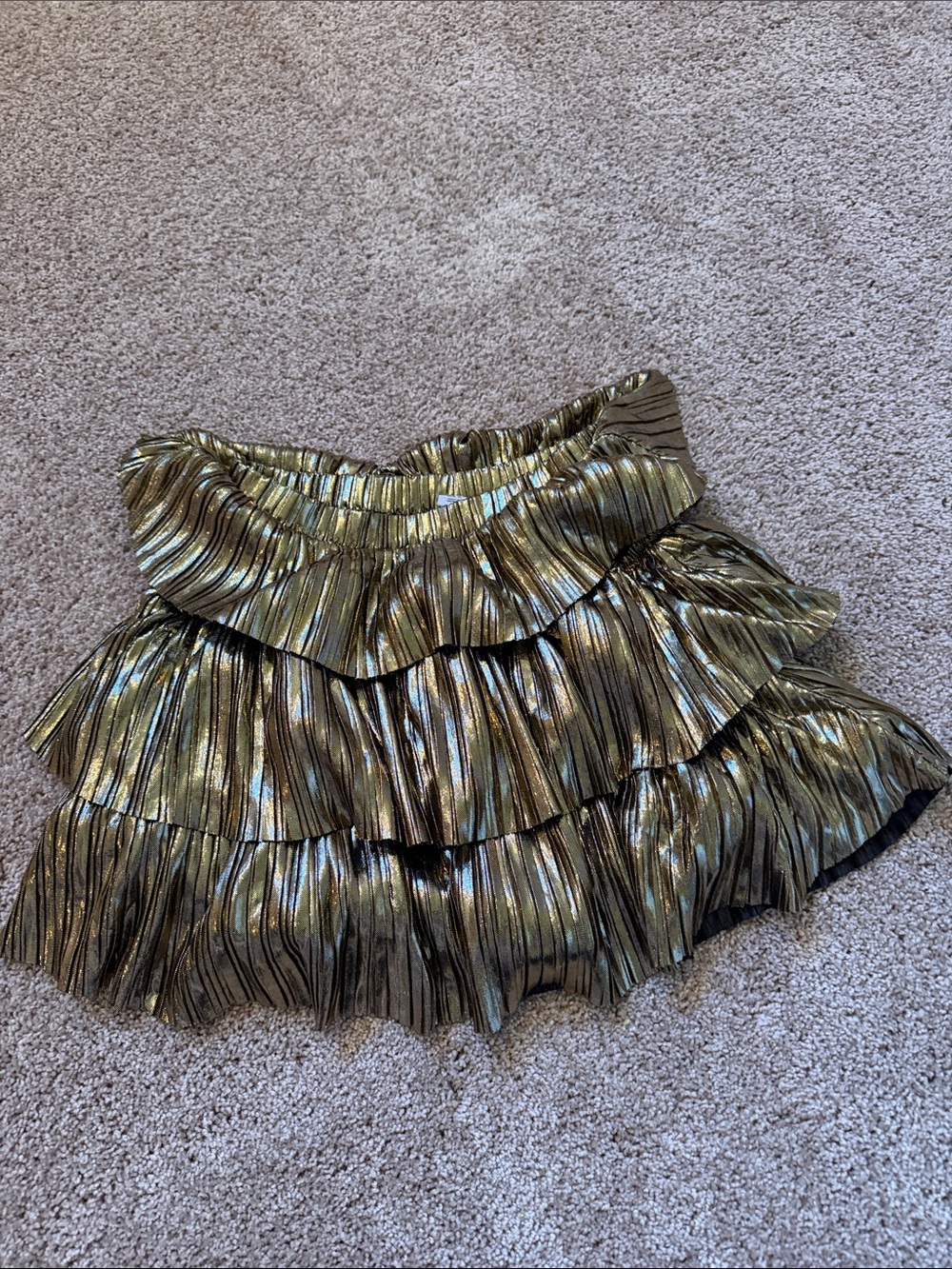 Metallic Gold Tiered Ruffle Skirt - Girls